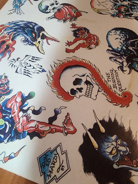 RARA 1989 Sailor Bill Shop Usada Tradicional Vintage ED RESISTENTE Tatuaje Hoja Flash