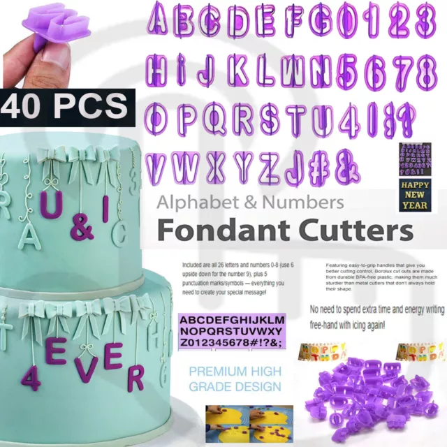 Cake Decorating Alphabet Letter Number Cutter Fondant Icing Mold Tool Set 40pcs