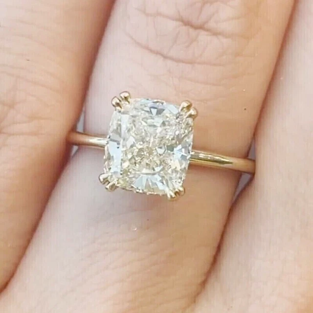 Bague De Fiançailles 3.00 Ct Diamant Simulé Or Blanc 14k - Taille US 12 - Coupe Coussin