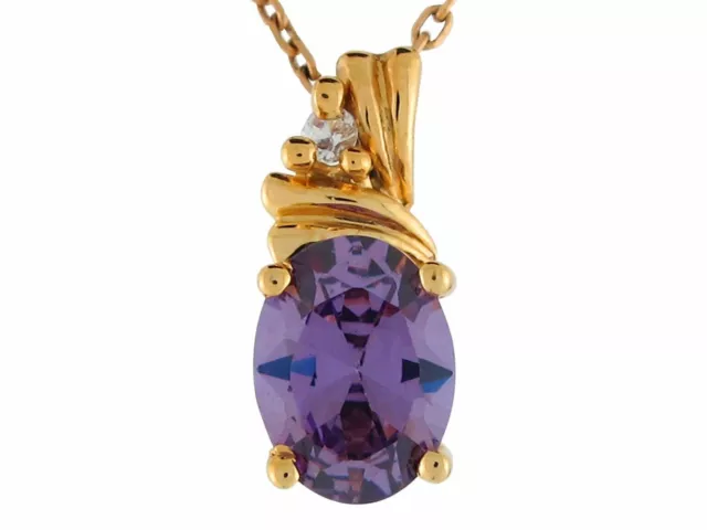 14k Yellow Gold Amethyst Diamond Accented Ladies Cute Petite Slide Charm