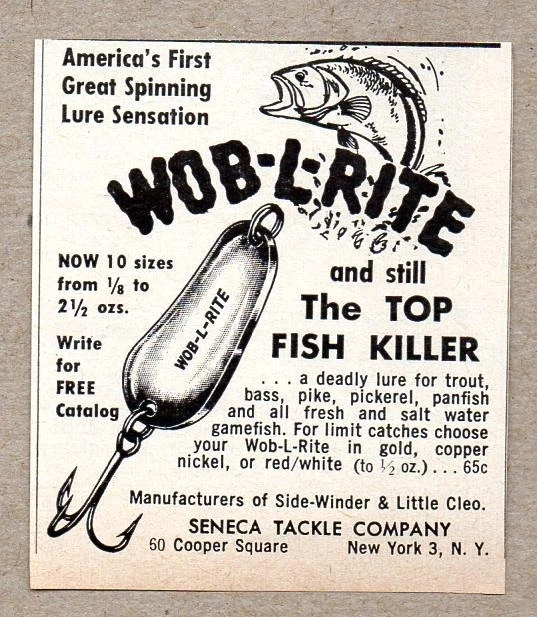 1963 Print Ad Wob-L-Rite Fishing Lures Seneca Tackle New York,NY