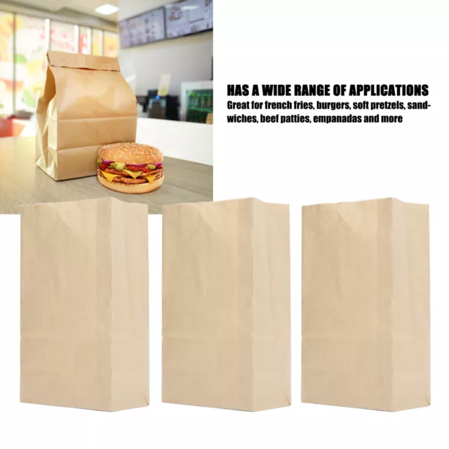 100Pcs Kraft Paper Bag Food Grade Brown Kraft Paper Grocery Bag(280x150x90mm GFL