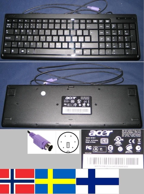 Clavier Acer Filaire PS/2 - Disposition QWERTY Suédois - Référence KB-2971 - Ouvert Mais Jamais Utilisé - Pour PC De Bureau