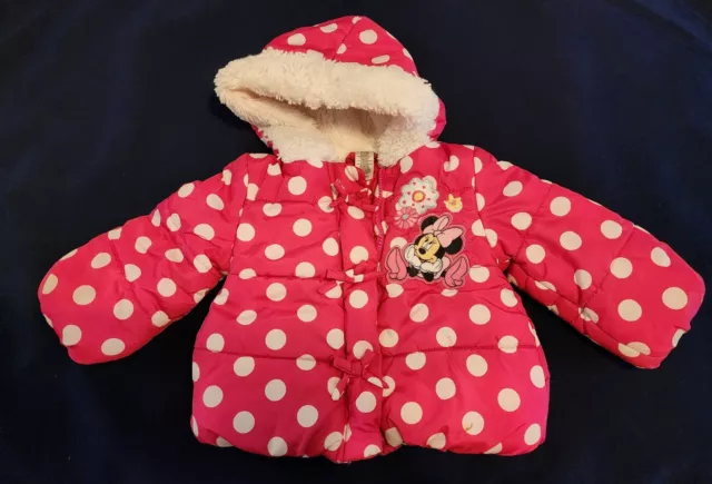 Disney Baby Minnie Mouse Toddler Size 12-18 Month Winter Coat With Hood