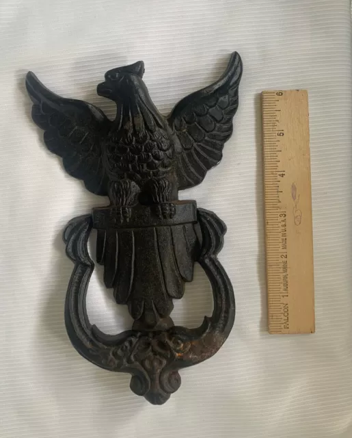 Vintage Cast Iron AMERICAN BALD EAGLE Door Knocker Black Finish #715 Wings