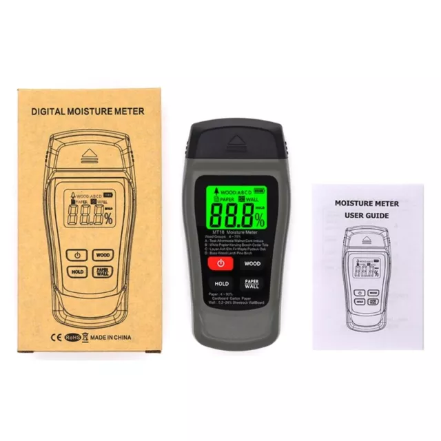 Handheld Wood Moisture Meter Digital Moisture Detector Tester with for Displa