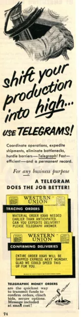 1951 Print Ad of Western Union Telegraphic Telegram Money Orders