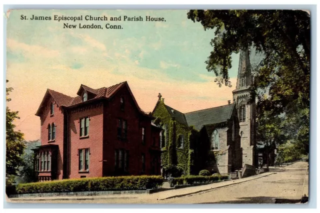 New London Connecticut CT Postcard St. James Episcopal Church Parish House c1912