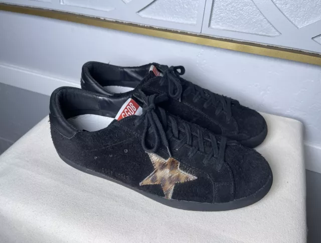 Men’s Golden Goose Sneakers Shoes Black Suede Leopard Star - Size US 11 / EUR 44