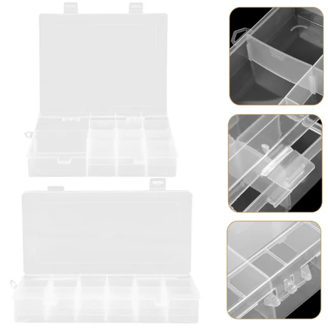 2 piezas Organizador de hardware de rejilla múltiple Transparente Accesorios Pequeños Soporte de plástico