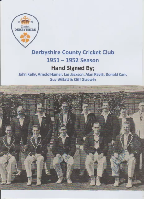 Derbyshire County Cricket Club 1951 Rare Autograph Team Group 7 X Signatures