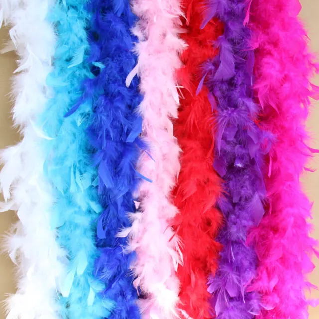 2x Feather Boa Dance Burlesque Hen Party Fancy Dress 2M Feather Scarf Decor