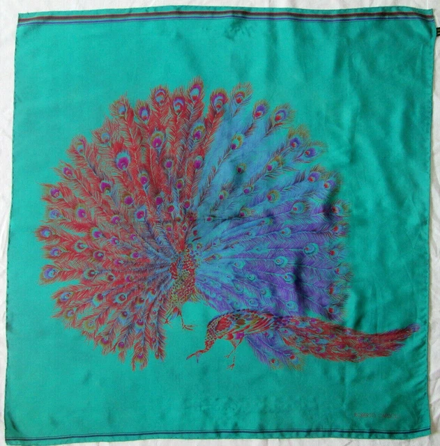Foulard Vintage Gabriella Vicenza Polyester Bleu 83x86 Cm - Occasion