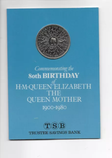 Crown Coin 1980 Elizabeth Ii Queen Mother 80Th Birthday Issued By Tsb Bank