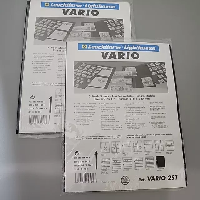 2 PACK 2ST 4 pocket VARIO BLACK Lighthouse Stock pages pack of 5 Dbl. sided NEW