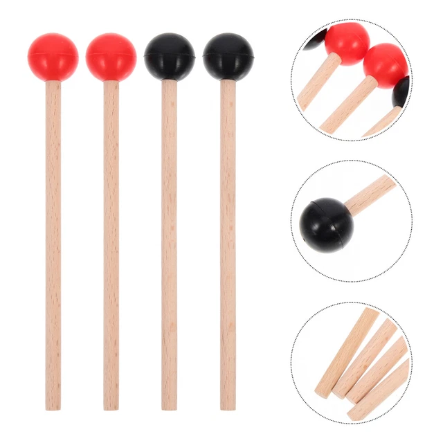 Maillets Marimba Mi-Durs – Paire Professionnelle Tête Laine Orange, Manche Érable Confort