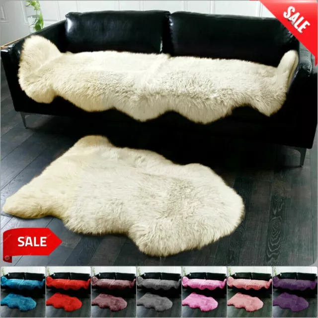 New Soft Sheepskin Rug Plain Fluffy Skin Faux Fur Fake Rug Cheap Washable Mats