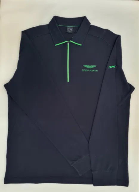 Hackett Aston Martin Racing Polo Shirt Long Sleeves Navy Size XL