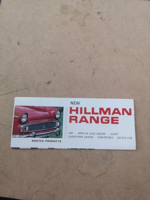 HILLMAN CAR RANGE Sales Brochure c1964 #1012/H SUPER MINX CONVERTIBLE Imp HUSKY