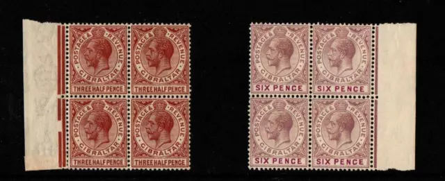 GIBRALTAR 1921-1927 1½d /6d blocks mnh/mounted mint REF2