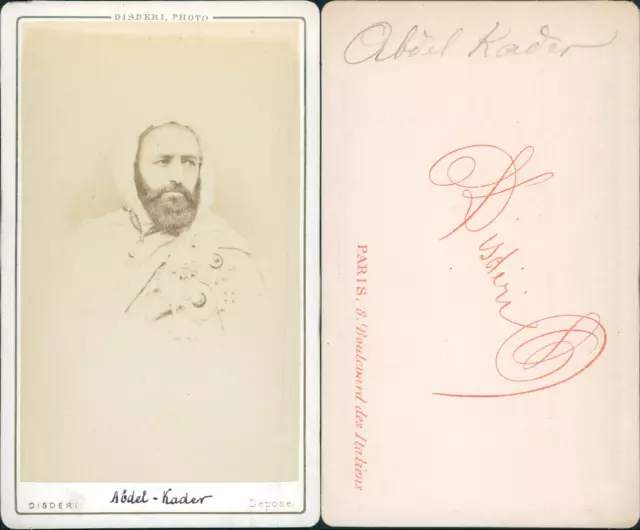 Disdéri, Paris, Emir Abdel-Kader Vintage CDV albumen carte de visite.Abdelkade