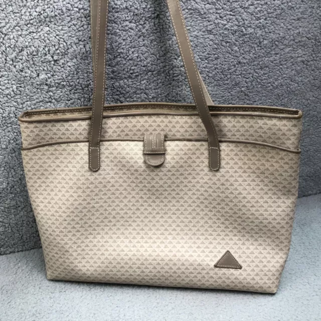 VINTAGE LIZ CLAIBORNE Tote Bag Purse Handbag Work Coated Canvas Logo ...