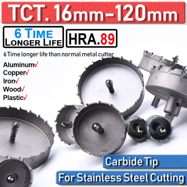 TCT Carbide Hole Saw Metal Cutter Stainless Steel HSS Metal Wood Alloy Cutting