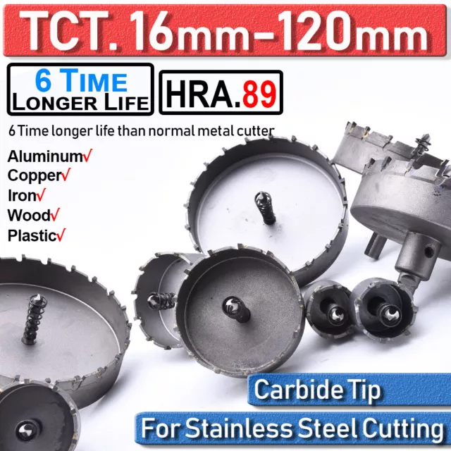 TCT Carbide Hole Saw Metal Cutter Stainless Steel HSS Metal Wood Alloy Cutting