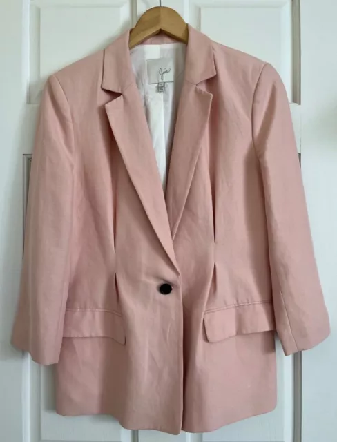 Joie Women's Rose Pink Blush Lian Cotton Linen Blend Blazer Jacket Size 6