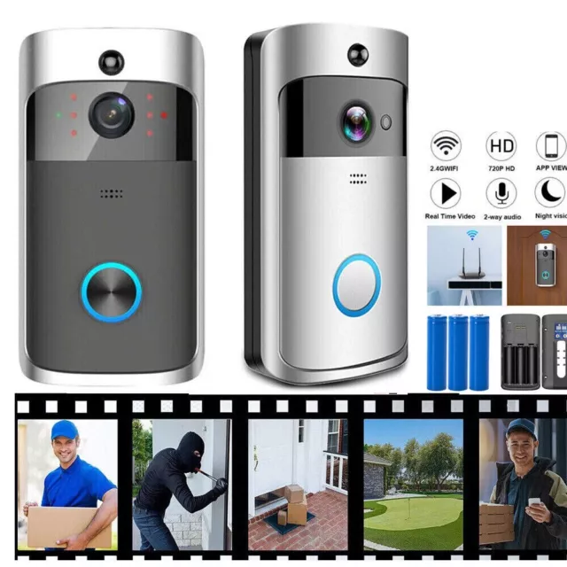 Wireless Smart Doorbell Ring WiFi Door Bell Intercom Video Camera Security Cam