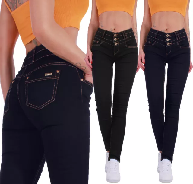 LOW WAIST Damen STRETCH Jeans Hose Hüftjeans Röhrenjeans Hüfthose Skinny