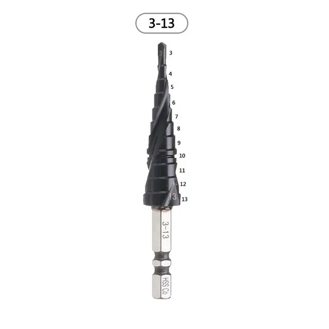 Titanium Nitride Coated Steel Step Quick Change 1/4 Shank HSS Drill Bit Set 3