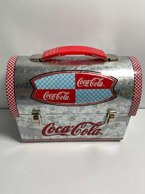 Coke Coca-Cola Mini Lunch Box Tin Dome Small Lunch Pail Lunchbox 7"x4"x5"