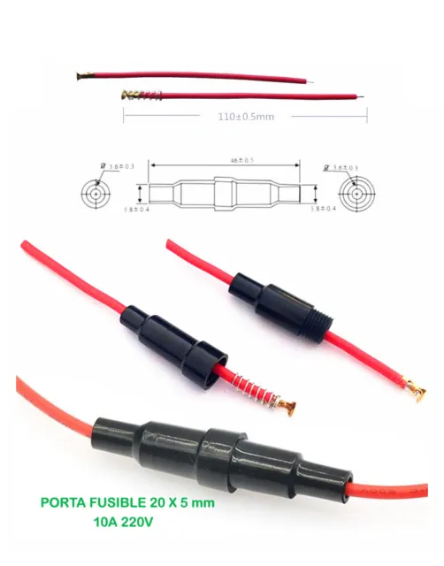 Porte Fusible Câblage Type 22 Awg - 5 X 20mm 10A 220V Support Électricité