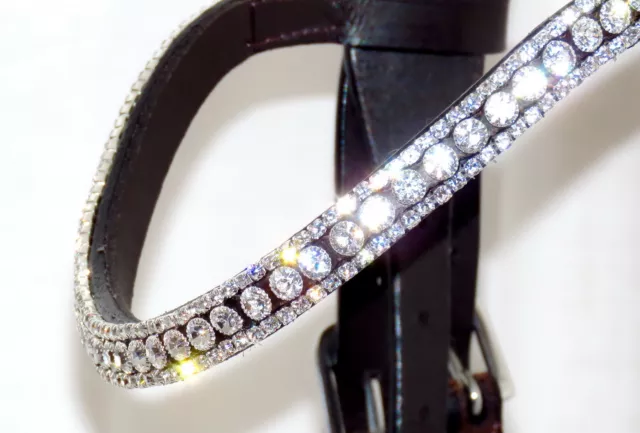 CRYSTAL BLing Browband FSS SPARKLE CLEAR WHITE ICE 3x Row 6mm 3mm U Curve Shape