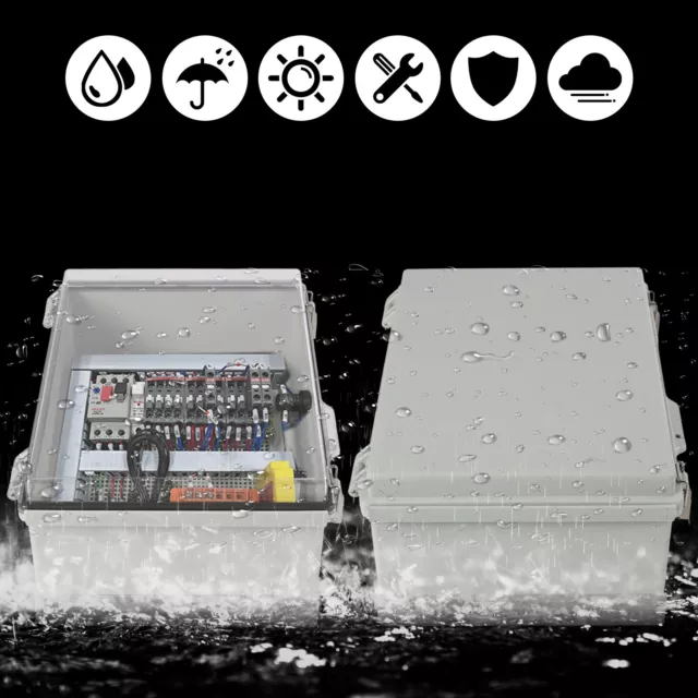 Electrical Enclosure 380x280x130mm Clear Cover Hinged Lid IP67 Waterproof Box
