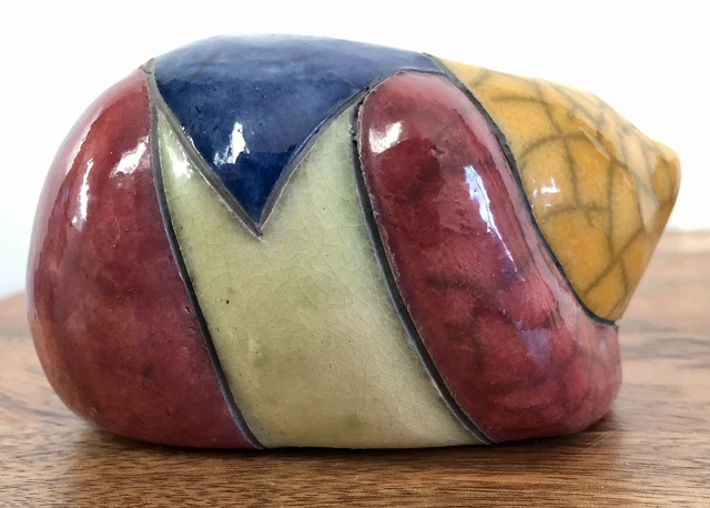 Vintage Handmade South Africa Raku Pottery Painted Colour Cat Figure Sculpture 3