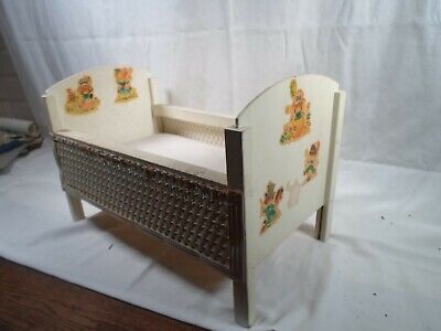 antique toy doll bed with mattress