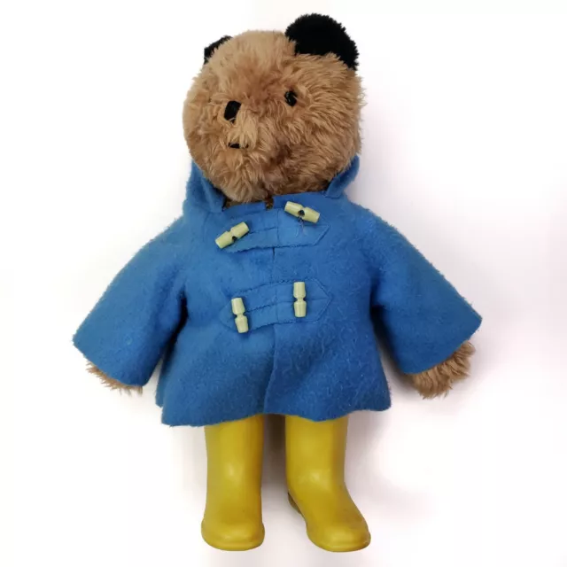 Vintage Paddington Bear Doll Raincoat Rain Boots Blue Yellow Toy 1977 Eden Toys