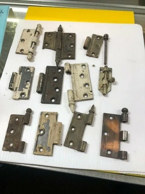 large Lot of Vintage Cast Iron Ornate  Door Hinges With Pins Hardware----LOT-A2