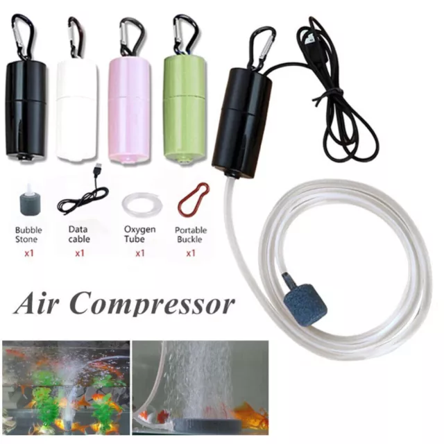 Aquarium Mini Air Pump Fish Tank USB Oxygen Aerator Ultra Silent Saving Energy