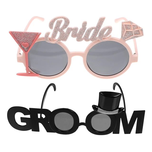 2 piezas Gafas de novio Novia Novio Gafas Decoración de boda Gafas de boda Decoración