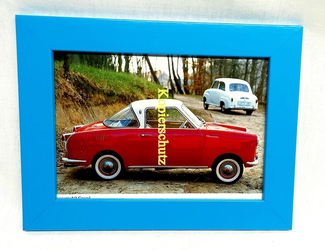 Goggomobil Coupe  - in Holz / Echtglas gerahmt - 16 x 21 cm