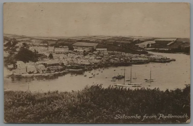 Salcombe From Portlemouth Devon England Posted Postmark 1923 Marshman Postcard