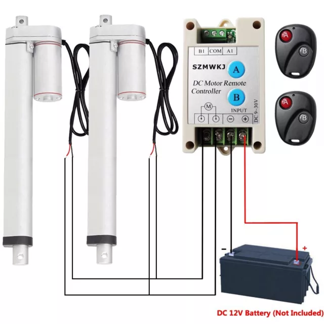 2 Dual Linear Actuators 12" Stroke DC 220lbs +Wireless Controller Bracket Set SJ 2