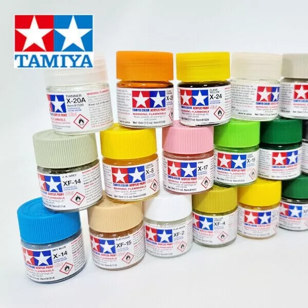 12 x Tamiya Acrylic Paints (10ml pot) Choose Your Colours - 'X' and 'XF'  range