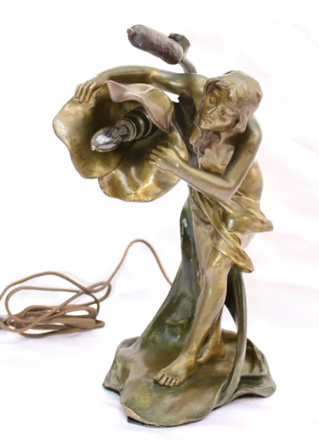 Magnificent Art Nouveau 19C Bronze Lamp By Luis Domenech  & Foundry  Hallmark