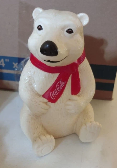 Coca-Cola The Snack Factory Polar Bear Piggy Bank Approx 6x9” Marked #10