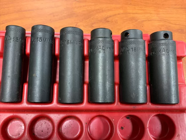 Mac Tools 3/8" Drive 6pt 6pc 12mm thru 19mm Metric Impact Deep Socket Set XDP6