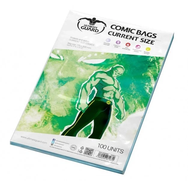 Ultimate Guard Pack 100 Pockets Comics Current Size 6 7/8x10 9/16in Bags 71670